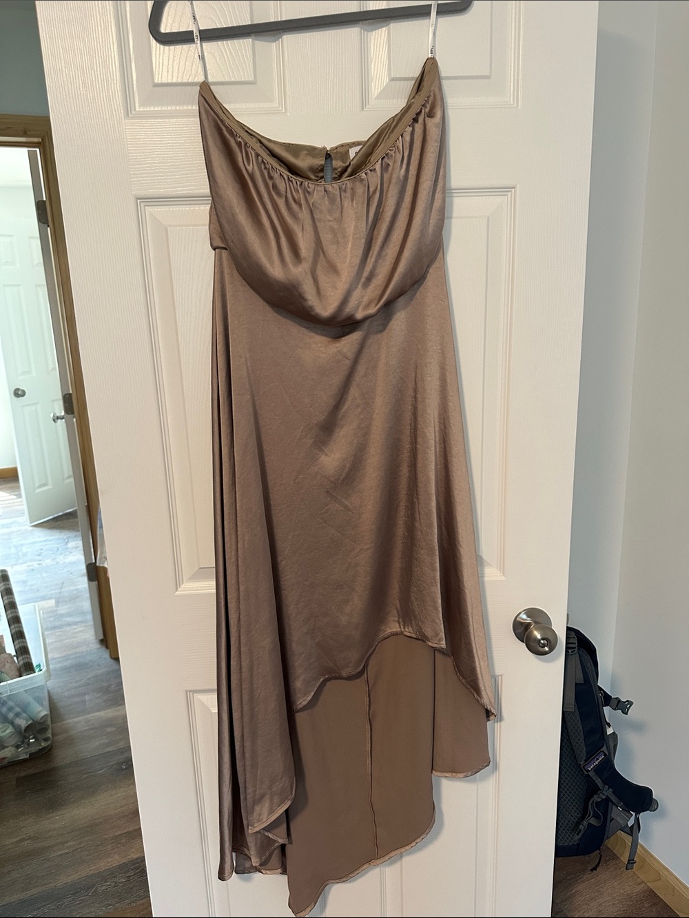 Club L London Taupe Satin High-Low Dress